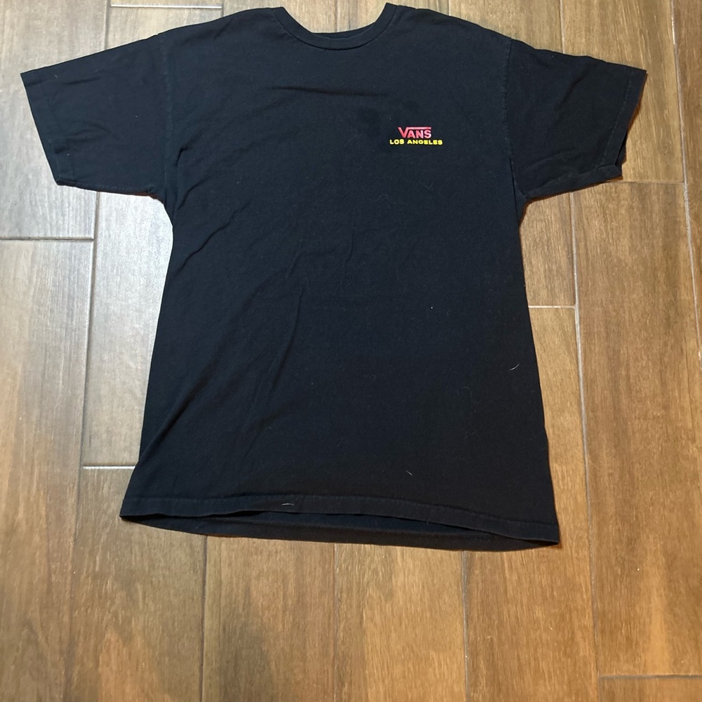 Vans Black Short Sleeve Tee with Small Red/Yellow Logo